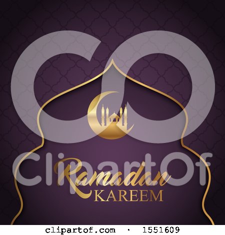 Clipart of a Ramadan Kareem Greeting with a Mosque - Royalty Free Vector Illustration by KJ Pargeter
