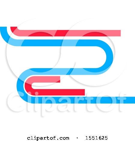 Clipart of a Background with Red and Blue Curves on White - Royalty Free Vector Illustration by KJ Pargeter