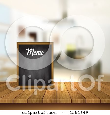 Clipart of a Blackboard Menu on a Wood Counter - Royalty Free Vector Illustration by KJ Pargeter