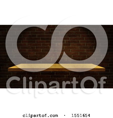 Clipart of a 3d Shelf on a Brick Wall - Royalty Free Illustration by KJ Pargeter