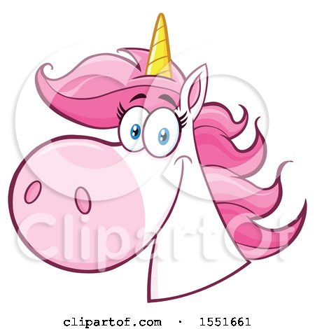 Clipart of a Pink Haired Unicorn Mascot - Royalty Free Vector Illustration by Hit Toon