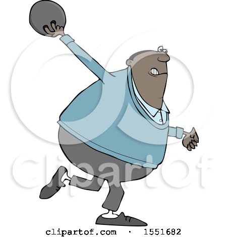 Clipart of a Cartoon Black Man Swinging a Bowling Ball - Royalty Free Vector Illustration by djart