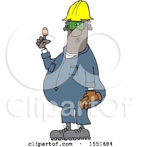 Clipart of a Cartoon Black Male Worker with a Bandaged Finger - Royalty Free Vector Illustration by djart