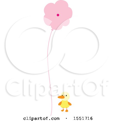 Clipart of a Baby Bird and Pink Flower - Royalty Free Vector Illustration by Cherie Reve