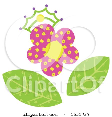 Clipart of a Crowned Flower - Royalty Free Vector Illustration by Cherie Reve