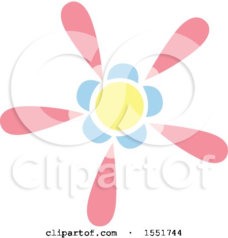 Clipart of a Pink Blue and Yellow Sun or Flower - Royalty Free Vector Illustration by Cherie Reve