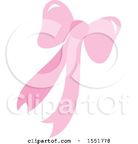 Clipart of a Pink Bow and Ribbons - Royalty Free Vector Illustration by Cherie Reve