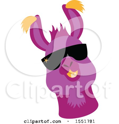 Clipart of a Cute Funky Llama Wearing Sunglasses - Royalty Free Vector Illustration by Cherie Reve