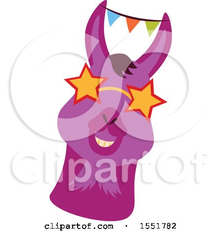 Clipart of a Cute Funky Llama Wearing Star Sunglasses - Royalty Free Vector Illustration by Cherie Reve