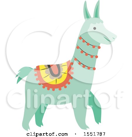 Clipart of a Cute Peruvian Llama - Royalty Free Vector Illustration by Cherie Reve