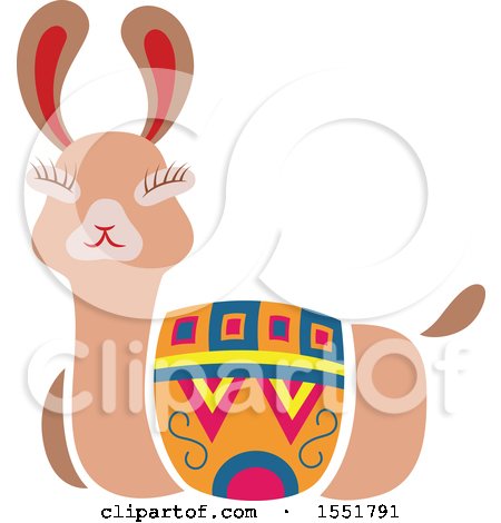 Clipart of a Cute Peruvian Llama - Royalty Free Vector Illustration by Cherie Reve