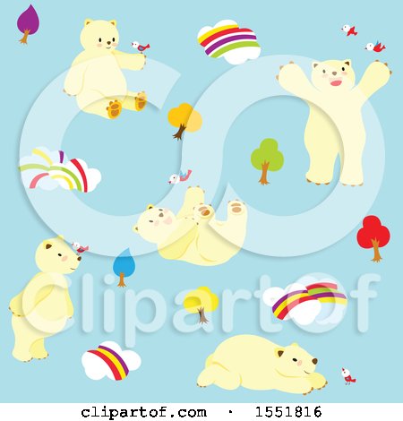 Clipart of a Cute Polar Bear Enjoying a Nice Day - Royalty Free Vector Illustration by Cherie Reve