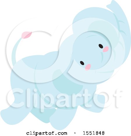 Clipart of a Cute Blue Baby Elephant - Royalty Free Vector Illustration by Cherie Reve