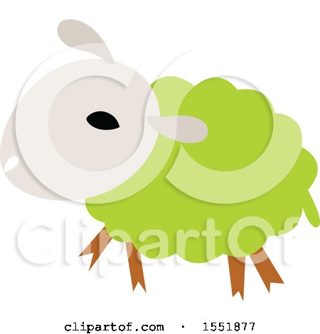 Clipart of a Cute Green Sheep - Royalty Free Vector Illustration by Cherie Reve
