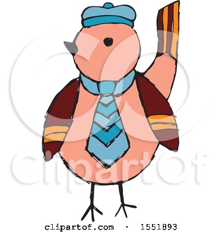 Clipart of a Bird Wearing a Tie - Royalty Free Vector Illustration by Cherie Reve