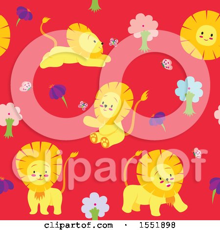 Clipart of a Cute Male Lion Pattern - Royalty Free Vector Illustration by Cherie Reve