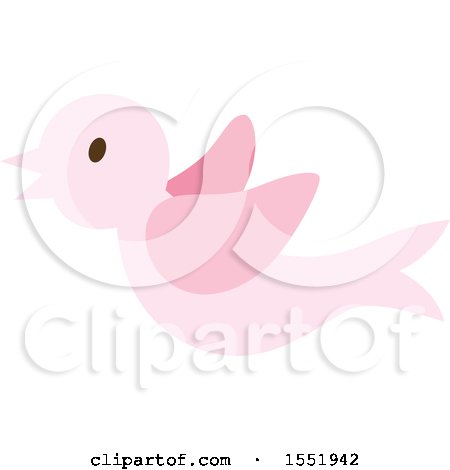 Clipart of a Flying Pink Baby Bird - Royalty Free Vector Illustration by Cherie Reve
