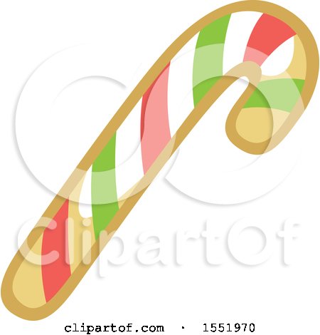 Clipart of a Gingerbread Candy Cane Cookie - Royalty Free Vector Illustration by Cherie Reve