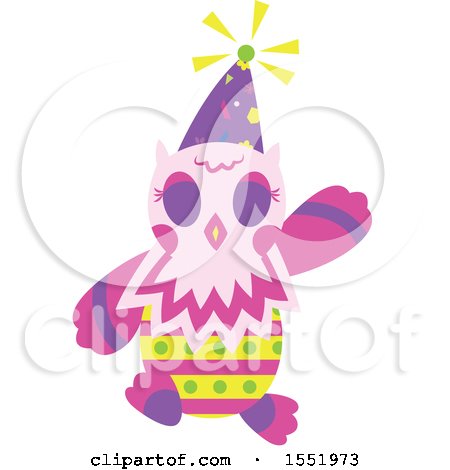 Clipart of a Birthday Party Owl - Royalty Free Vector Illustration by Cherie Reve