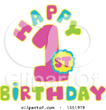 Clipart of a First Birthday Design - Royalty Free Vector Illustration by Cherie Reve