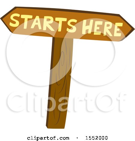 Clipart of a Wood Starts Here Sign - Royalty Free Vector Illustration by Cherie Reve