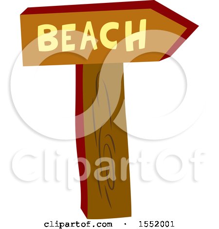 Clipart of a Wood Beach Sign - Royalty Free Vector Illustration by Cherie Reve