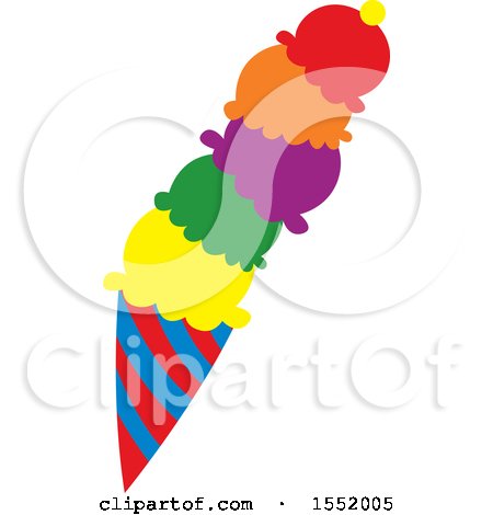 Clipart of a Colorful Ice Cream Cone - Royalty Free Vector Illustration by Cherie Reve