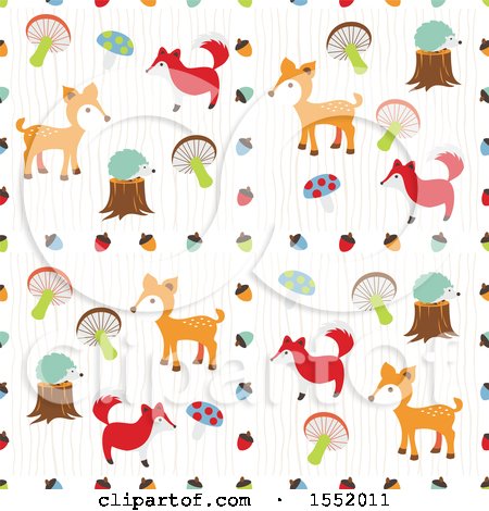 Clipart of a Cute Forest Animal Pattern - Royalty Free Vector Illustration by Cherie Reve