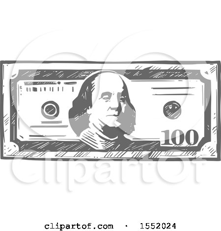 Clipart of Sketched Grayscale Cash Money - Royalty Free Vector Illustration by Vector Tradition SM