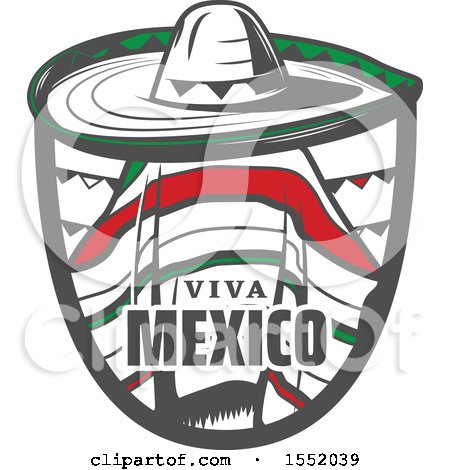Clipart of a Cinco De Mayo Viva Mexico Design with a Sombrero and Poncho - Royalty Free Vector Illustration by Vector Tradition SM
