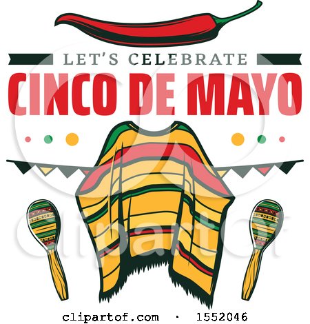 Clipart of a Cinco De Mayo Viva Mexico Design with a Poncho - Royalty Free Vector Illustration by Vector Tradition SM