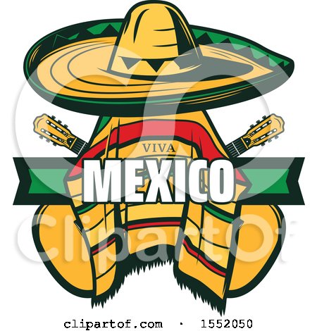 Clipart of a Cinco De Mayo Viva Mexico Design with a Sombrero and Poncho - Royalty Free Vector Illustration by Vector Tradition SM