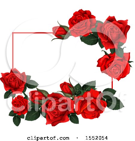 Clipart of a Red Rose Frame Design - Royalty Free Vector Illustration by Vector Tradition SM
