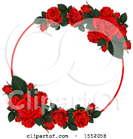 Clipart of a Red Rose Frame Design - Royalty Free Vector Illustration by Vector Tradition SM