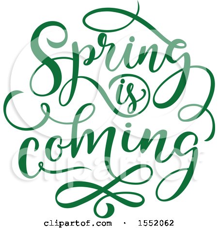 Clipart of a Green Spring Is Coming Text Design - Royalty Free Vector Illustration by Vector Tradition SM