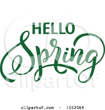 Clipart of a Green Hello Spring Time Text Design - Royalty Free Vector Illustration by Vector Tradition SM