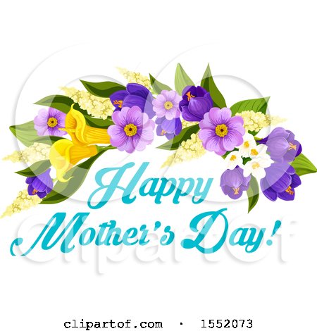 Clipart of a Happy Mothers Day Greeting and Flower Design - Royalty Free Vector Illustration by Vector Tradition SM