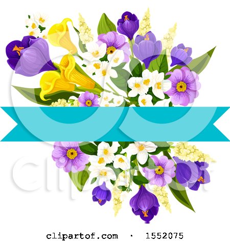 Clipart of a Spring Flower and Banner Design Element - Royalty Free Vector Illustration by Vector Tradition SM