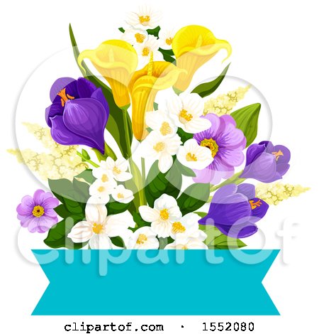 Clipart of a Spring Flower and Banner Design Element - Royalty Free Vector Illustration by Vector Tradition SM