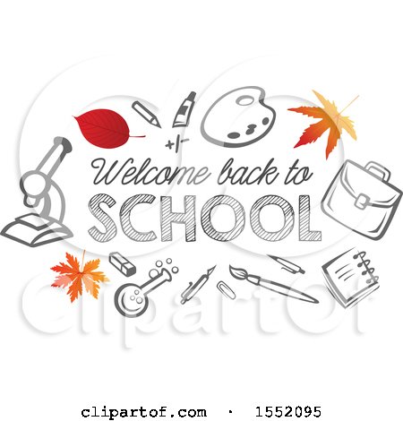 Clipart of a Welcome Back to School Design with Autumn Leaves - Royalty Free Vector Illustration by Vector Tradition SM