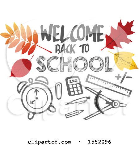 Clipart of a Welcome Back to School Design with Autumn Leaves - Royalty Free Vector Illustration by Vector Tradition SM