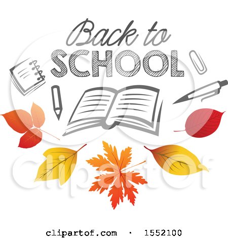 Clipart of a Back to School Design with Autumn Leaves - Royalty Free Vector Illustration by Vector Tradition SM