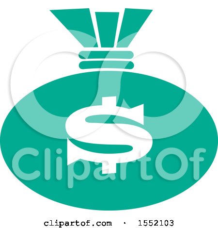 Clipart of a Green Money Bag with a Dollar Currency Sign - Royalty Free Vector Illustration by Johnny Sajem