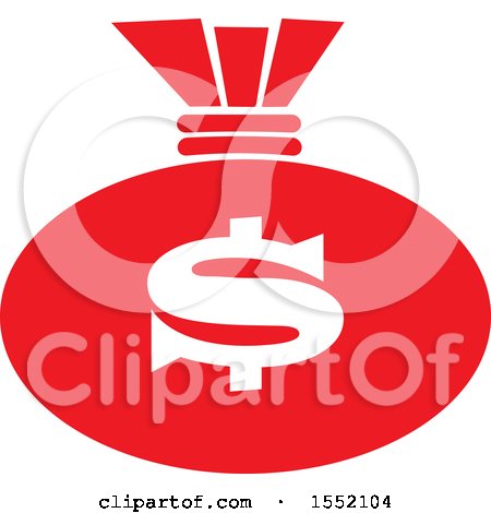 Clipart of a Red Money Bag with a Dollar Currency Sign - Royalty Free Vector Illustration by Johnny Sajem