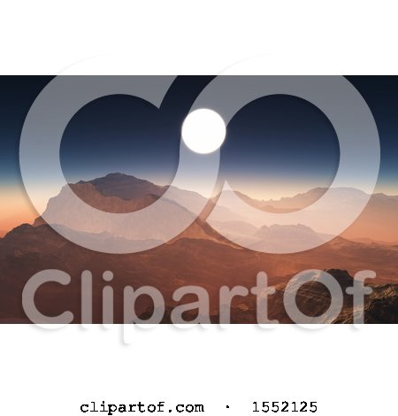 Clipart of a 3d Sunset Sky over Mountains - Royalty Free Illustration by KJ Pargeter