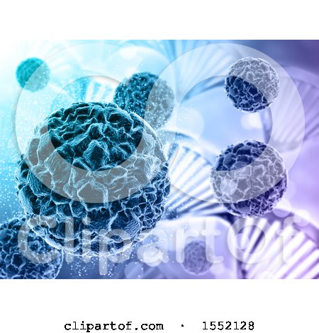 Clipart of a 3d Background of Dna Strands and Virus Cells - Royalty Free Illustration by KJ Pargeter