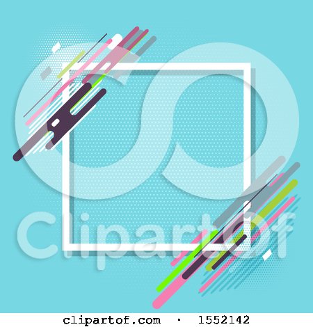 Clipart of a Frame with Colorful Lines on Blue - Royalty Free Vector Illustration by KJ Pargeter