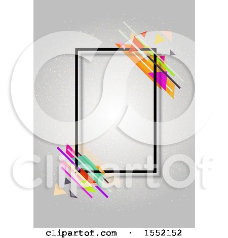 Clipart of a Frame with Colorful Lines and Shapes on Gray - Royalty Free Vector Illustration by KJ Pargeter