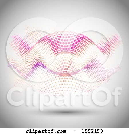 Clipart of a Halftone Dot Wave Floating on Gray - Royalty Free Vector Illustration by KJ Pargeter