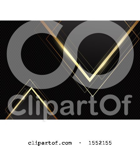 Clipart of a Black and Gold Background of Triangles on Carbon Fiber - Royalty Free Vector Illustration by KJ Pargeter